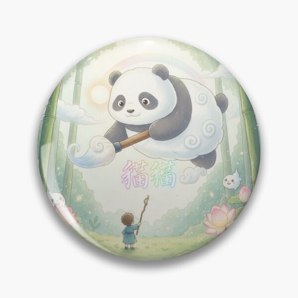 Item preview, Chinese panda spirit teaching hanzi whimsical watercolor bamboo forest gift designed and sold by language-des.