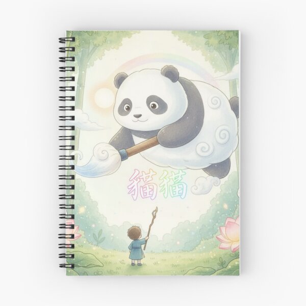 Item preview, Chinese panda spirit teaching hanzi whimsical watercolor bamboo forest gift designed and sold by language-des.
