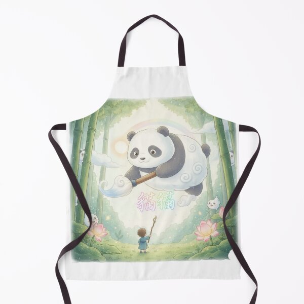 Item preview, Chinese panda spirit teaching hanzi whimsical watercolor bamboo forest gift designed and sold by language-des.