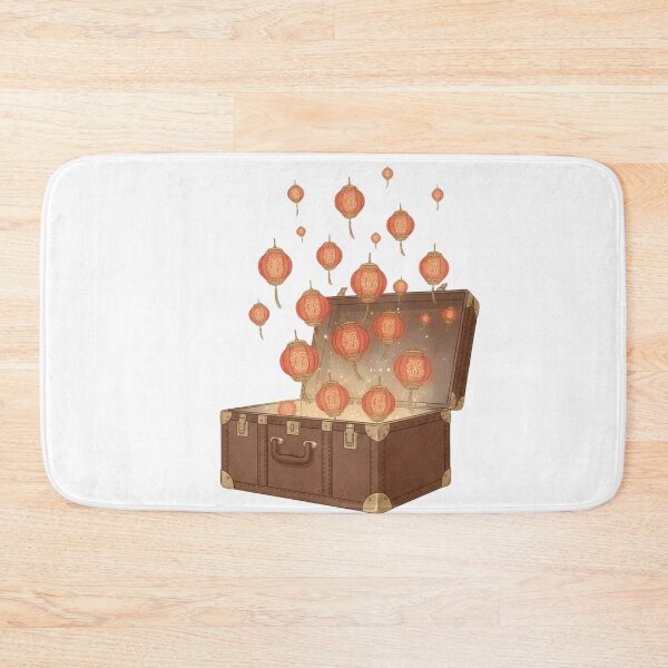 Item preview, Chinese travel trunk words red lanterns language wanderlust vintage art gift designed and sold by language-des.