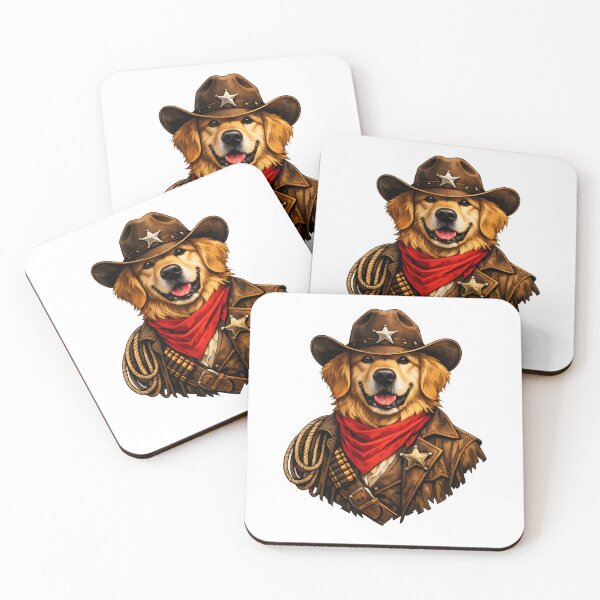 Item preview, Golden Retriever Cowboy – Premium Wild West Dog Illustration designed and sold by builtforyou.