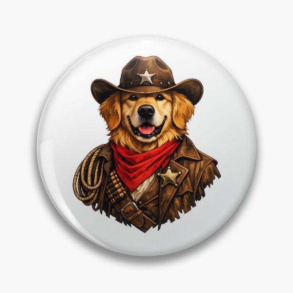 Item preview, Golden Retriever Cowboy – Premium Wild West Dog Illustration designed and sold by builtforyou.