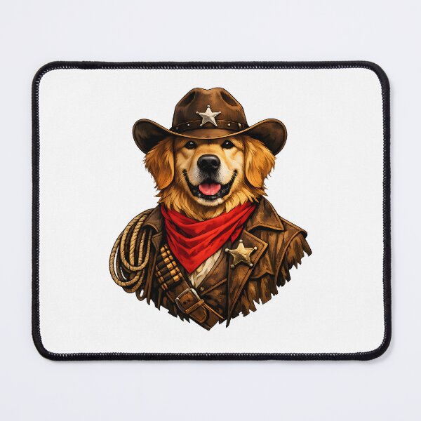 Item preview, Golden Retriever Cowboy – Premium Wild West Dog Illustration designed and sold by builtforyou.