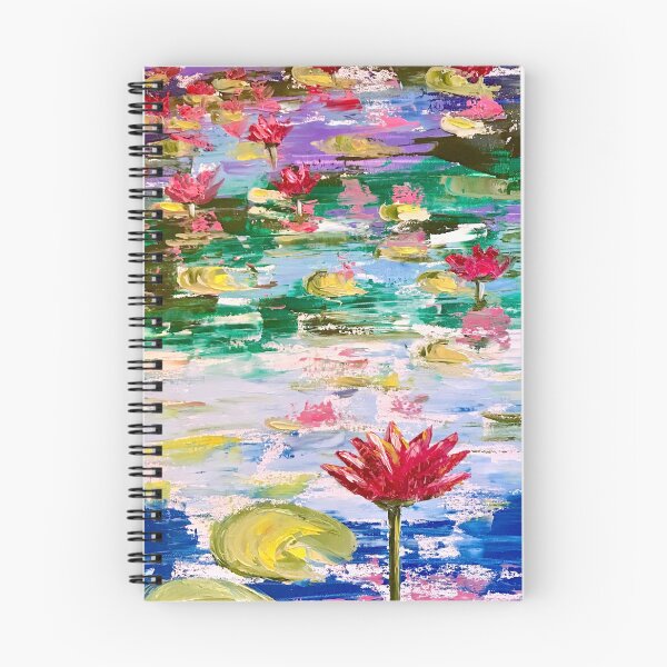 Item preview, PINK LOTUS WATER GARDEN | Impressionism Style | Soft Floral Landscape ART | Oil Painting designed and sold by BlueberrySwan.