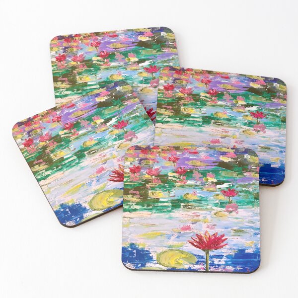 Item preview, PINK LOTUS WATER GARDEN | Impressionism Style | Soft Floral Landscape ART | Oil Painting designed and sold by BlueberrySwan.