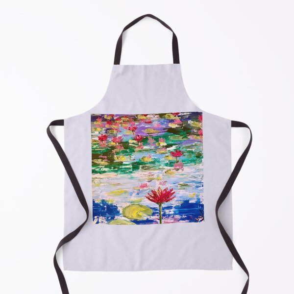 Item preview, PINK LOTUS WATER GARDEN | Impressionism Style | Soft Floral Landscape ART | Oil Painting designed and sold by BlueberrySwan.