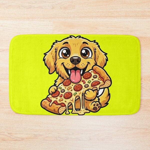 Item preview, Cute Golden Retriever Eating Pizza Cartoon Dog Merch designed and sold by Wild Horizon Studio.