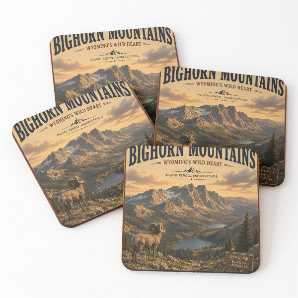 Item preview, Montañas Bighorn, Wyoming - Láminas, pegatinas y pósteres de arte vintage designed and sold by projectbadass.