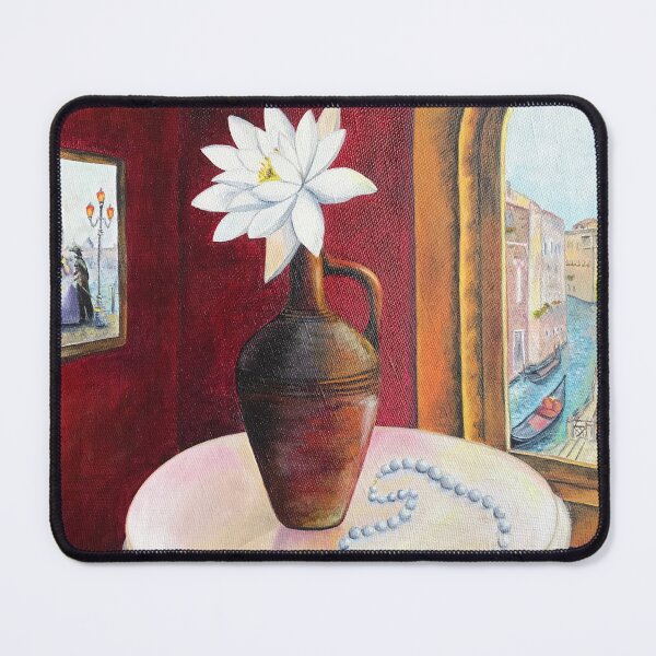 Item preview, VENICE WINDOW VIEW | White Lily Oil Painting | Italian Canal Art | Aesthetic Room Decor designed and sold by BlueberrySwan.