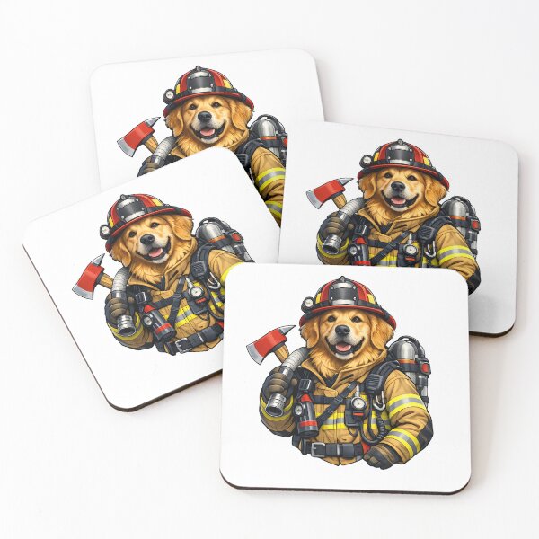 Item preview, Heroic Golden Retriever Firefighter Premium Illustration designed and sold by builtforyou.