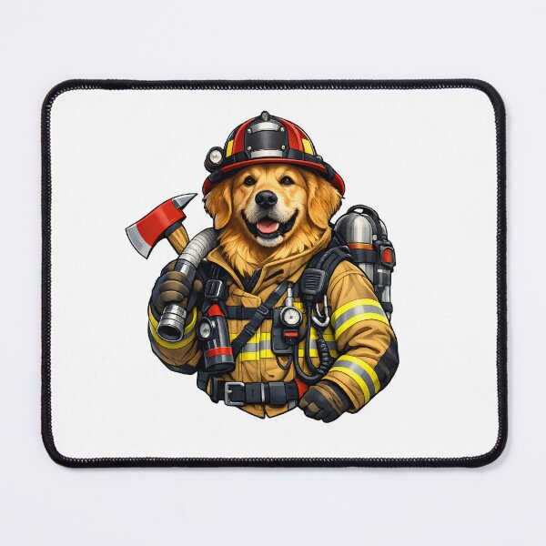 Item preview, Heroic Golden Retriever Firefighter Premium Illustration designed and sold by builtforyou.