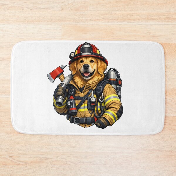 Item preview, Heroic Golden Retriever Firefighter Premium Illustration designed and sold by builtforyou.