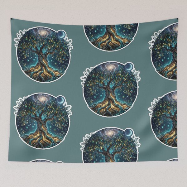 Item preview, Cosmic Olive Tree of Life Galaxy Celestial Fantasy Sticker designed and sold by Fatomfatom.