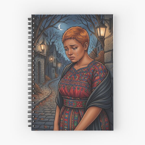 Item preview, Melancholic portrait under the moon. Autumn illustration with traditional textiles. designed and sold by Curiosiart.