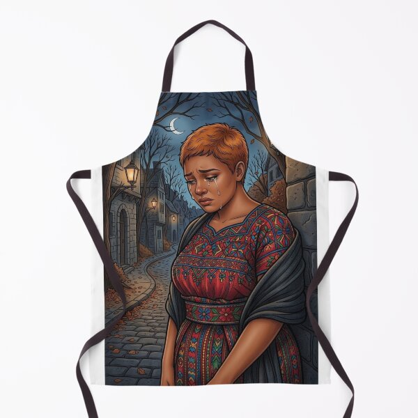 Item preview, Melancholic portrait under the moon. Autumn illustration with traditional textiles. designed and sold by Curiosiart.