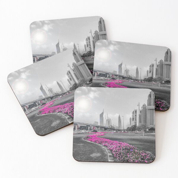 Item preview, DUBAI BLUSH | Black & White Skyline with Pink Accent | Luxury City Aesthetic designed and sold by Baroness Swan.