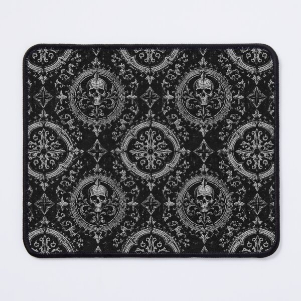 Item preview, Silver Skull Mosaic Tile & Monochrome Luxury Gothic Damask Pattern designed and sold by cabuks.