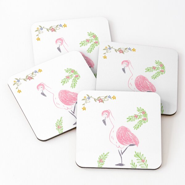 Item preview, Cute Pink Flamingo Floral Design designed and sold by Emianartstudio.