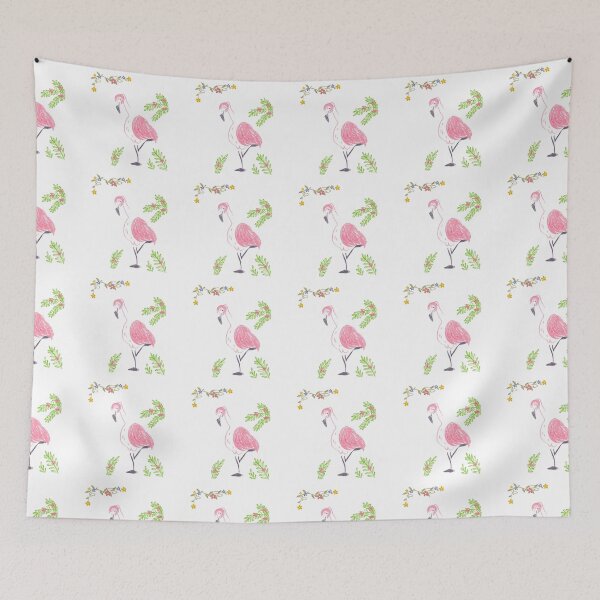 Item preview, Cute Pink Flamingo Floral Design designed and sold by Emianartstudio.