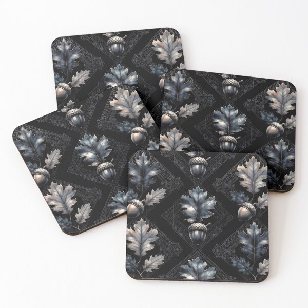 Item preview, Dark Oak Leaf Acorn Geometric Luxury Pattern designed and sold by IntelliMindDesigns.
