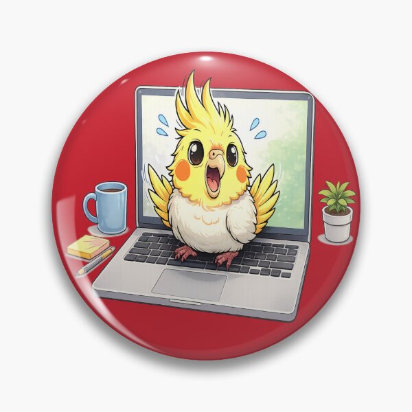 Item preview, Cute Cockatiel Bird on Laptop Office Parrot designed and sold by CalineczkaArt.