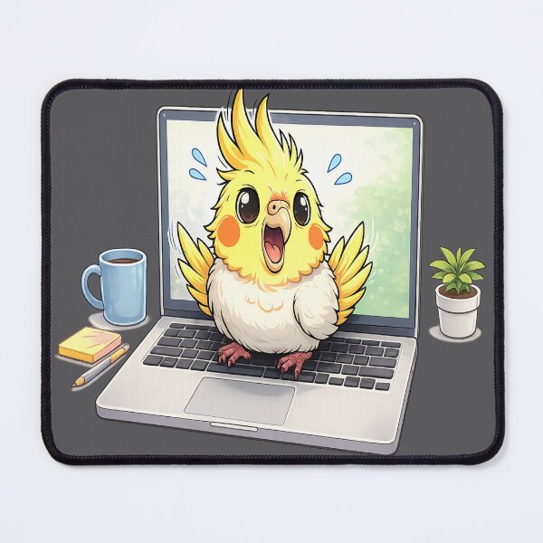 Item preview, Cute Cockatiel Bird on Laptop Office Parrot designed and sold by CalineczkaStudio.