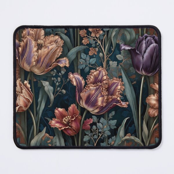 Item preview, Dark Jewel Tone Botanical Tulip Pattern designed and sold by IntelliMindDesigns.