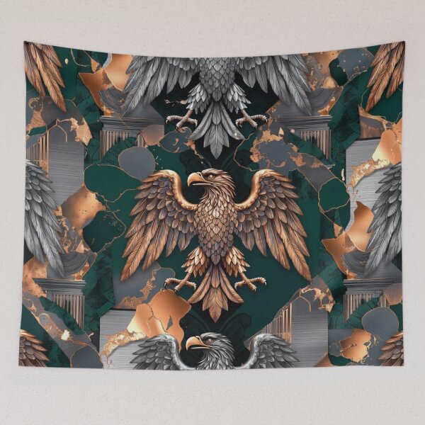 Item preview, Dark Heraldic Double Eagle Crest Pattern designed and sold by IntelliMindDesigns.