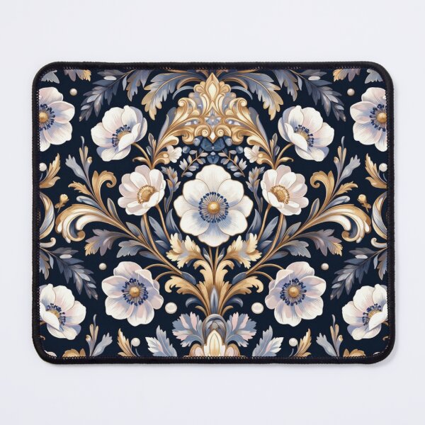 Item preview, Navy Gold Floral Damask Luxury Pattern designed and sold by IntelliMindDesigns.