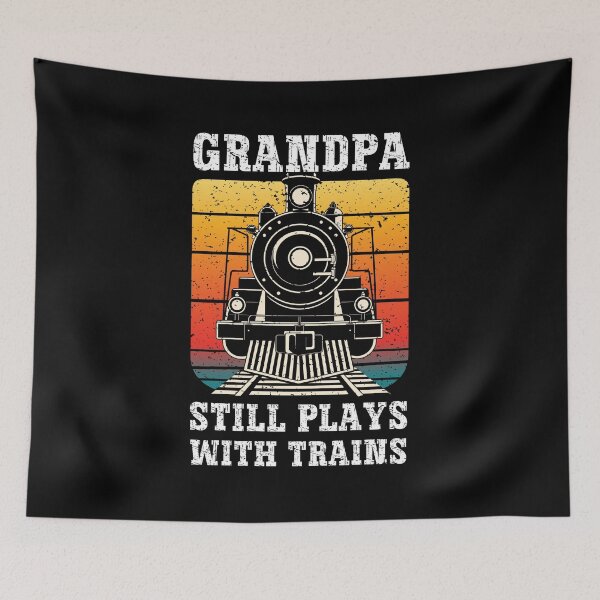 Item preview, Grandpa Still Plays With Trains Vintage Retro Sunset Model Train Gift designed and sold by Dmetalx Art Apparel.