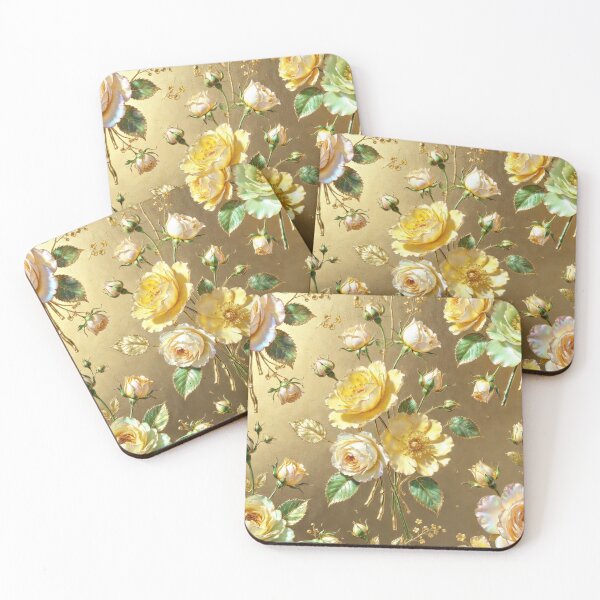 Item preview, Golden Yellow Rose Vintage Floral Pattern designed and sold by IntelliMindDesigns.