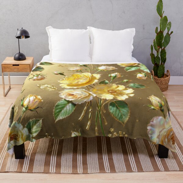 Item preview, Golden Yellow Rose Vintage Floral Pattern designed and sold by IntelliMindDesigns.