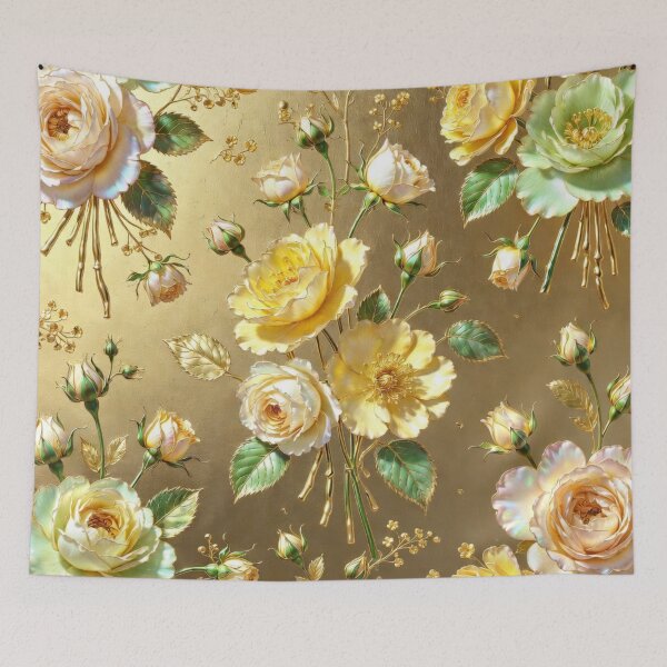 Item preview, Golden Yellow Rose Vintage Floral Pattern designed and sold by IntelliMindDesigns.