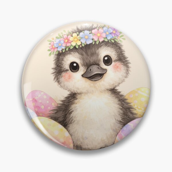 Item preview, Easter Duckling with Floral Crown | Watercolour designed and sold by inspired-works.