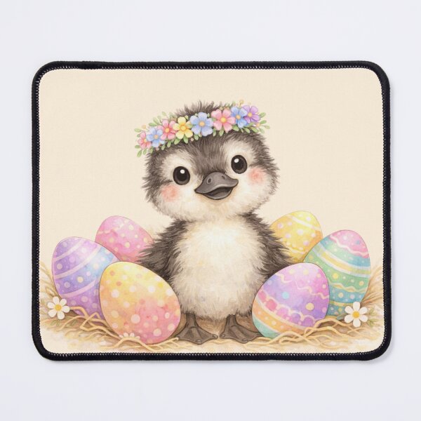 Item preview, Easter Duckling with Floral Crown | Watercolour designed and sold by inspired-works.