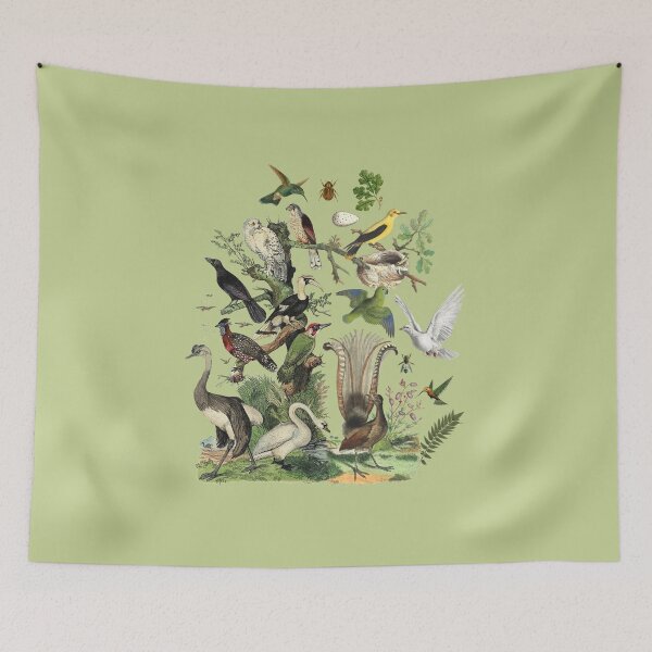 Item preview, Birds Watching Nature-Inspired Vintage Illustrations Collage  designed and sold by CanisArtStudio.