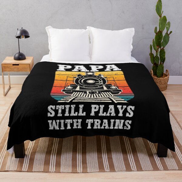 Item preview, Papa Still Plays With Trains Vintage Retro Sunset Model Train Gift designed and sold by Dmetalx Art Apparel.