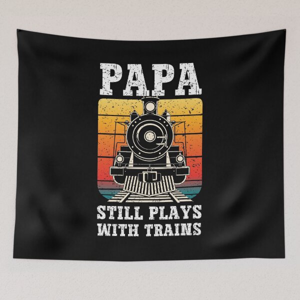 Item preview, Papa Still Plays With Trains Vintage Retro Sunset Model Train Gift designed and sold by Dmetalx Art Apparel.