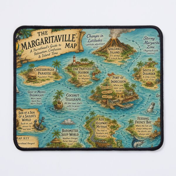 Item preview, Margaritaville World Map Jimmy Buffett Travel Destinations - 12288x8192 designed and sold by darky72.