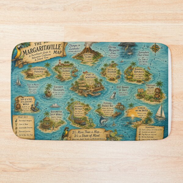 Item preview, Margaritaville World Map Jimmy Buffett Travel Destinations - 12288x8192 designed and sold by darky72.