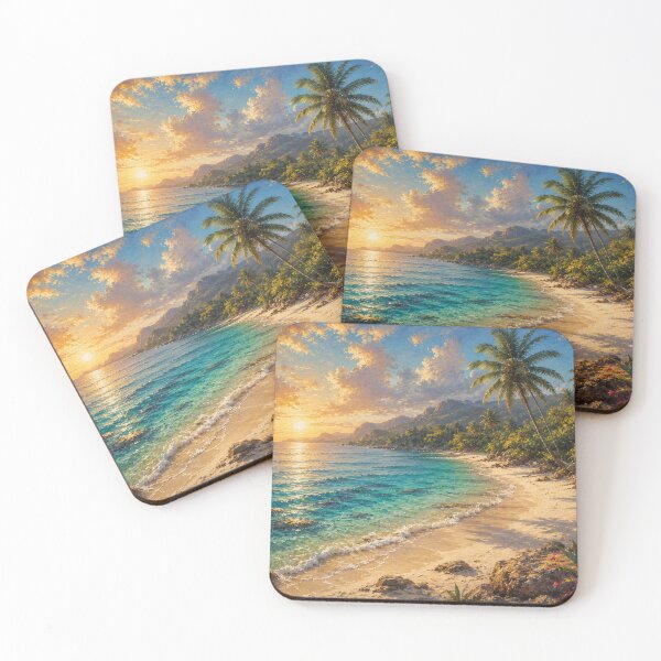 Item preview, Sunset on the Beach Oil Painting Tropical Landscape designed and sold by JonelleTshirts.