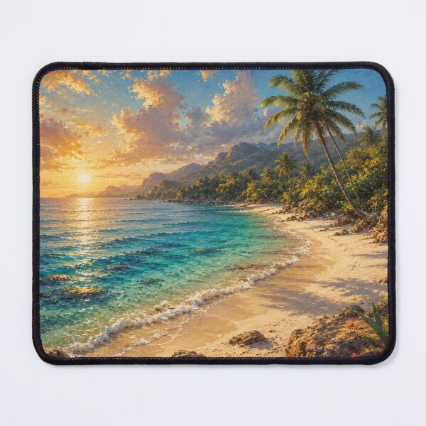 Item preview, Sunset on the Beach Oil Painting Tropical Landscape designed and sold by JonelleTshirts.