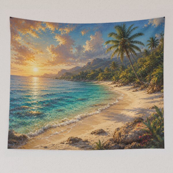 Item preview, Sunset on the Beach Oil Painting Tropical Landscape designed and sold by JonelleTshirts.