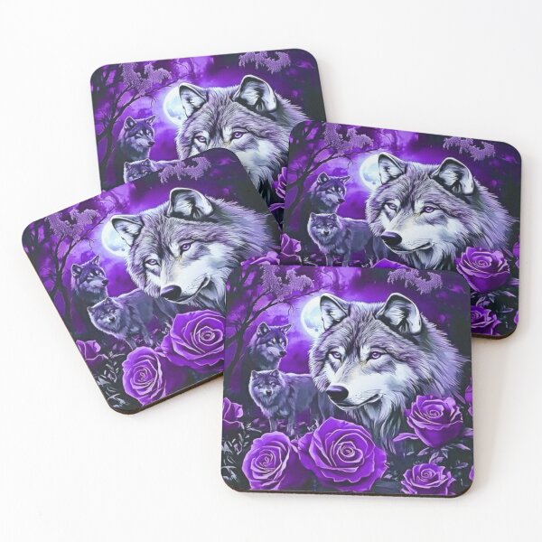 Item preview, Purple Moon Wolf & Roses designed and sold by INKRebelGraphic.