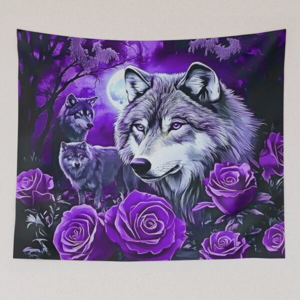 Item preview, Purple Moon Wolf & Roses designed and sold by INKRebelGraphic.