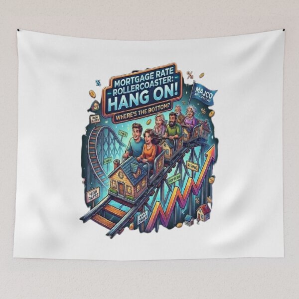 Item preview, Mortgage Rate Rollercoaster Hang on Finance Humor designed and sold by MAJCO-ART.