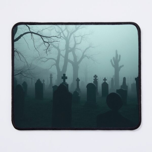 Item preview, Eerie Foggy Graveyard with Silhouette - Gothic Horror Cemetery Art designed and sold by EllDAV777.