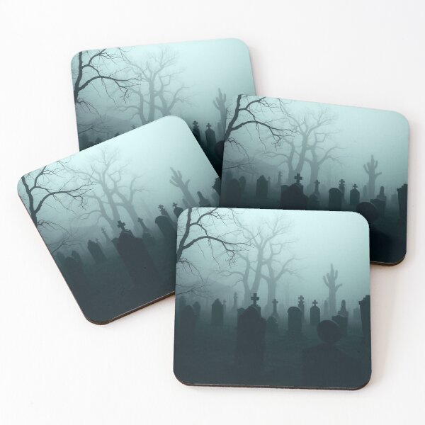 Item preview, Eerie Foggy Graveyard with Silhouette - Gothic Horror Cemetery Art designed and sold by EllDAV777.