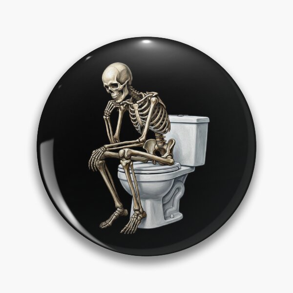 Item preview, The Thinking Skeleton on Toilet - Funny Rodin Parody designed and sold by LOVEARTDESIGN.