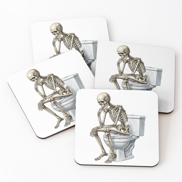 Item preview, The Thinking Skeleton on Toilet - Funny Rodin Parody designed and sold by LOVEARTDESIGN.